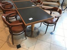 Modern pedestal table with two retro chairs