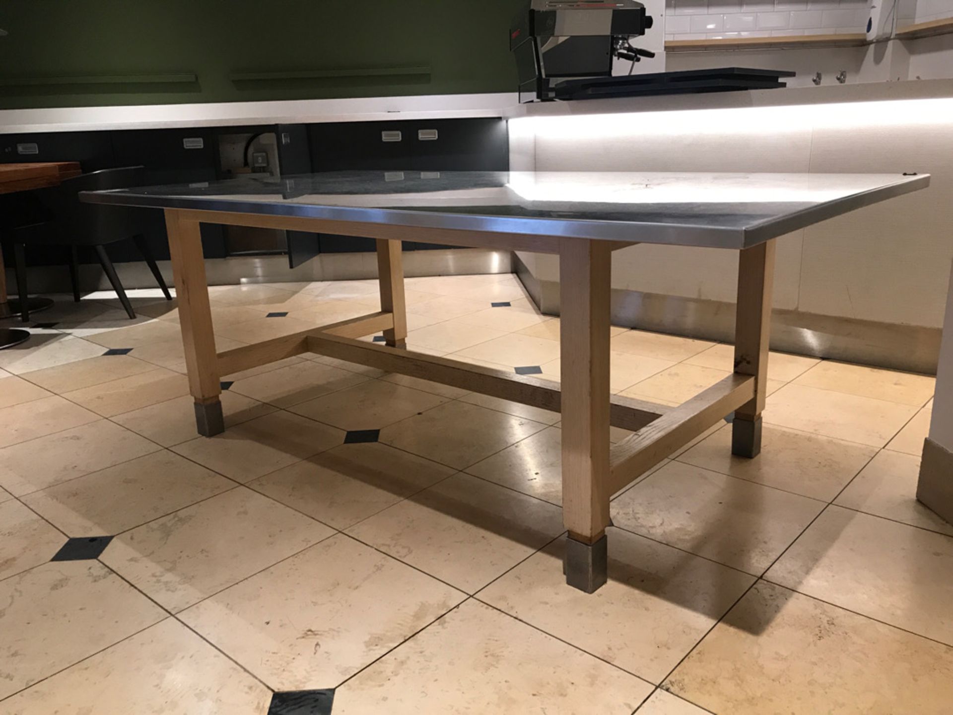 Stainless Steel Prep Table with Wooden Legs - Image 2 of 4