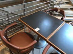 Modern pedestal square table with two retro chairs