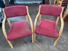 Wooden Framed Fabric Chairs x 2