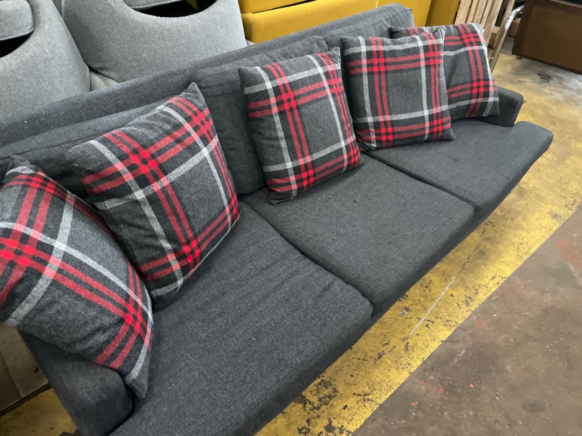 3 Seater Grey Fabric Sofa - Image 2 of 2