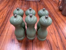 Green Wooden Salt & Pepper Grinders x 6