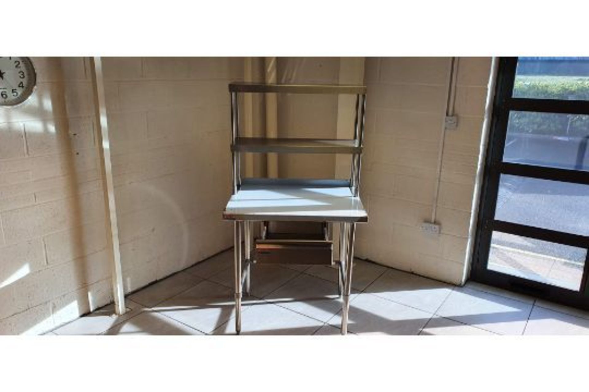Stainless Steel Table - With Drawer & Overshelf - Image 2 of 4