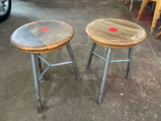 Metal Framed Wooden Stools x 2