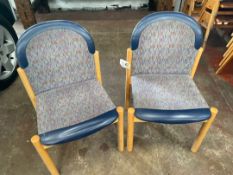 Wooden Framed Fabric Chairs x 3