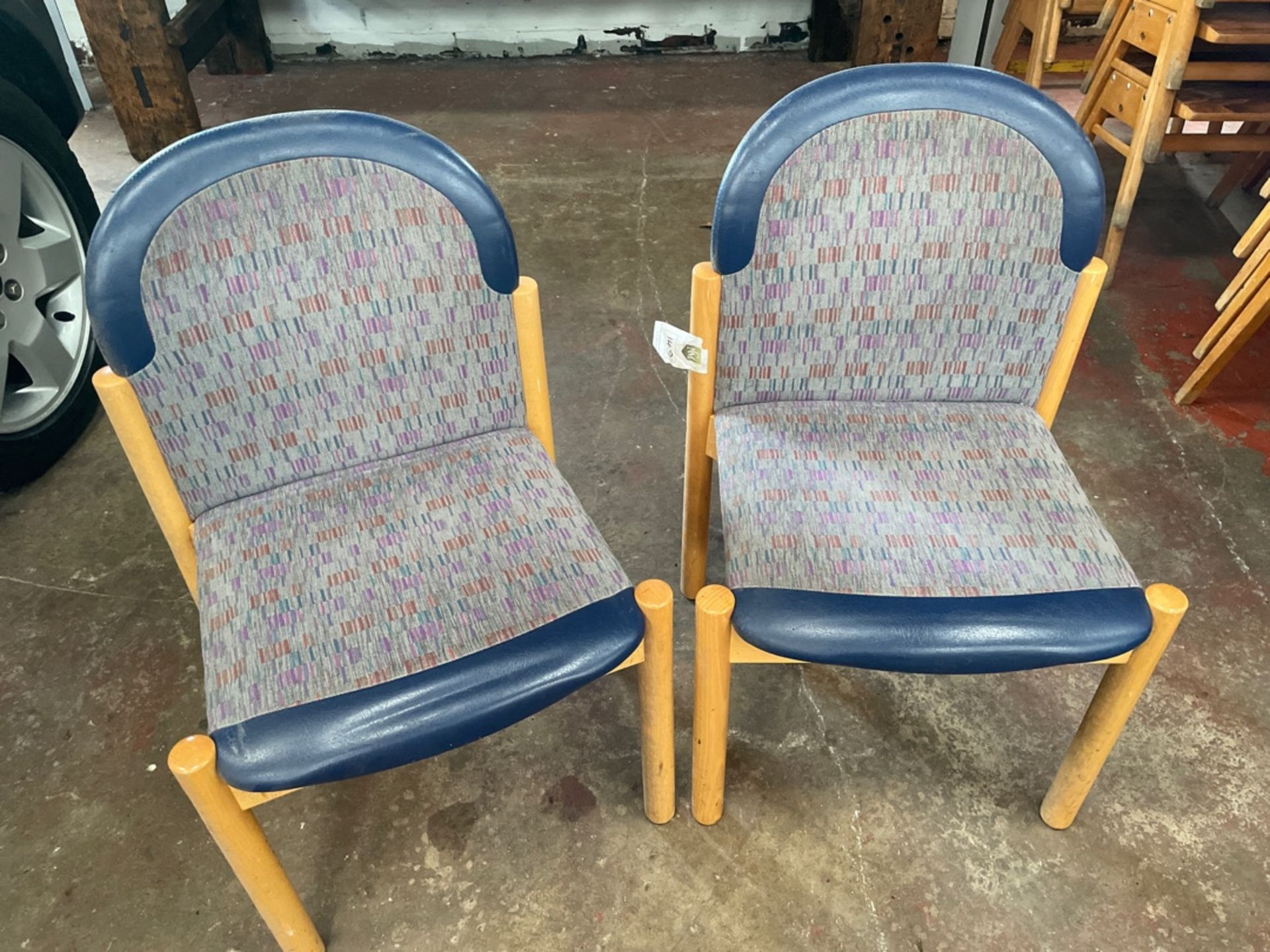 Wooden Framed Fabric Chairs x 3
