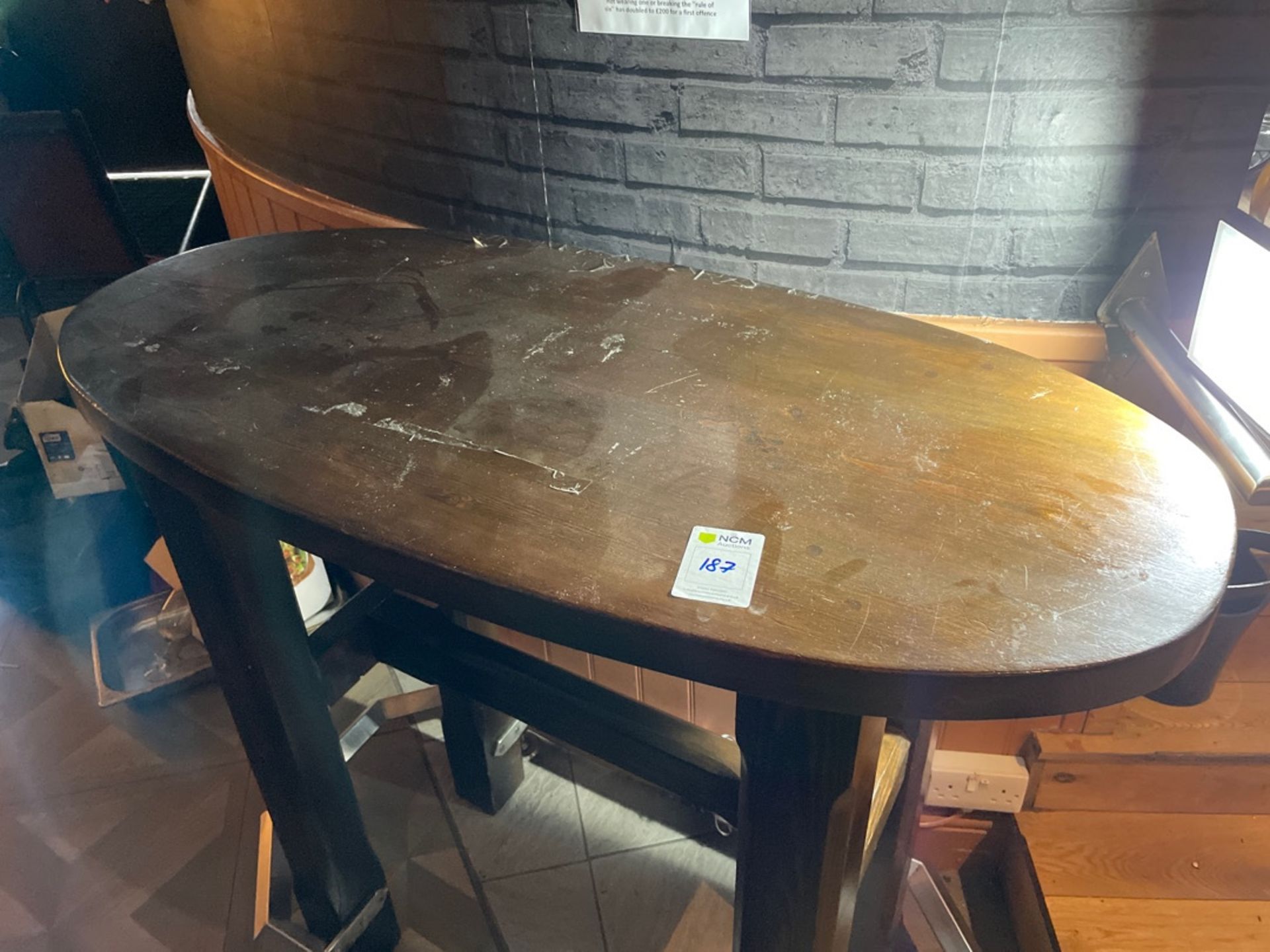 Bar Style Wooden Oval Table - Image 2 of 2