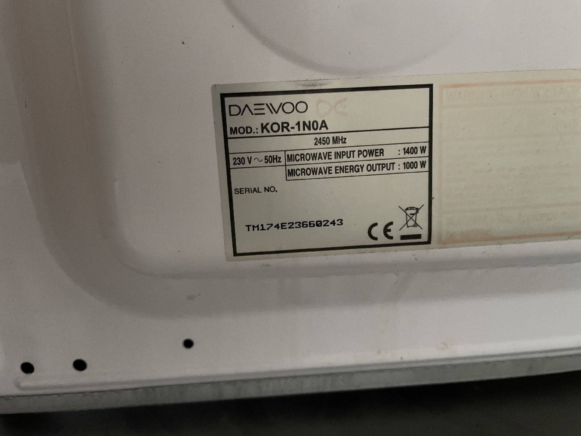 Daewoo KOR-1NOA Microwave - Image 2 of 2