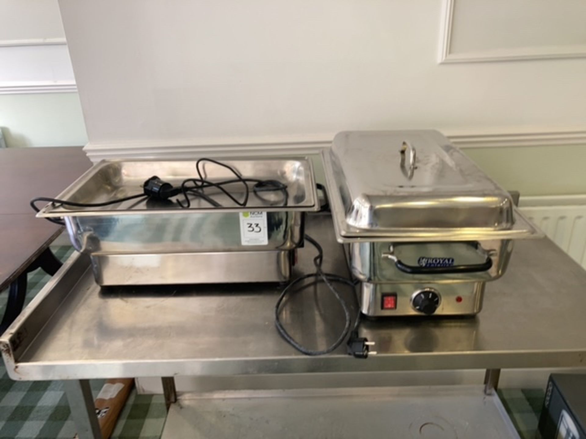 A pair of chafing dishes