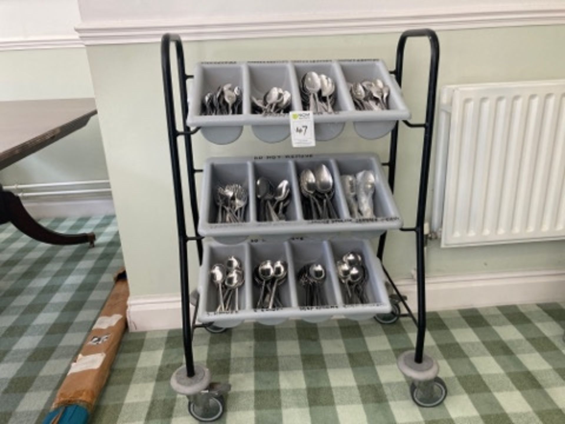 Cutlery trolley and contents