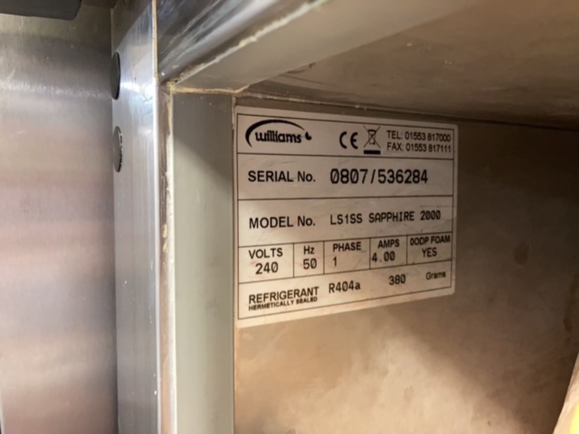 Williams single door commercial freezer - Image 3 of 3