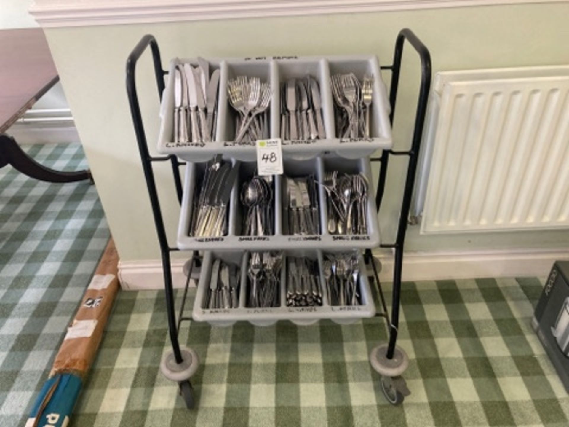 Cutlery trolley and contents