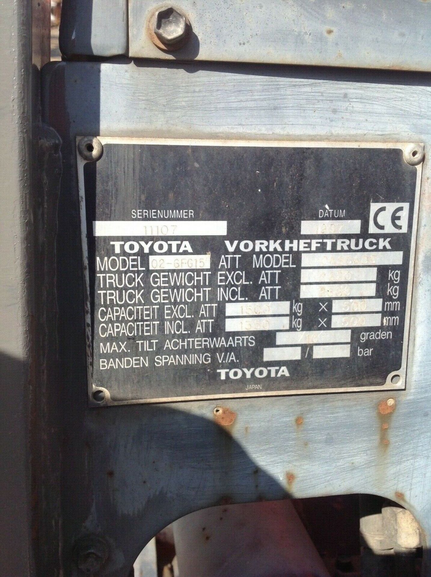 Toyota 1.5 ton gas forklift container spec - Image 6 of 6