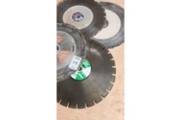 Diamond cutting disc, qty 4, 450mm dia, 25mm centre, various makes.