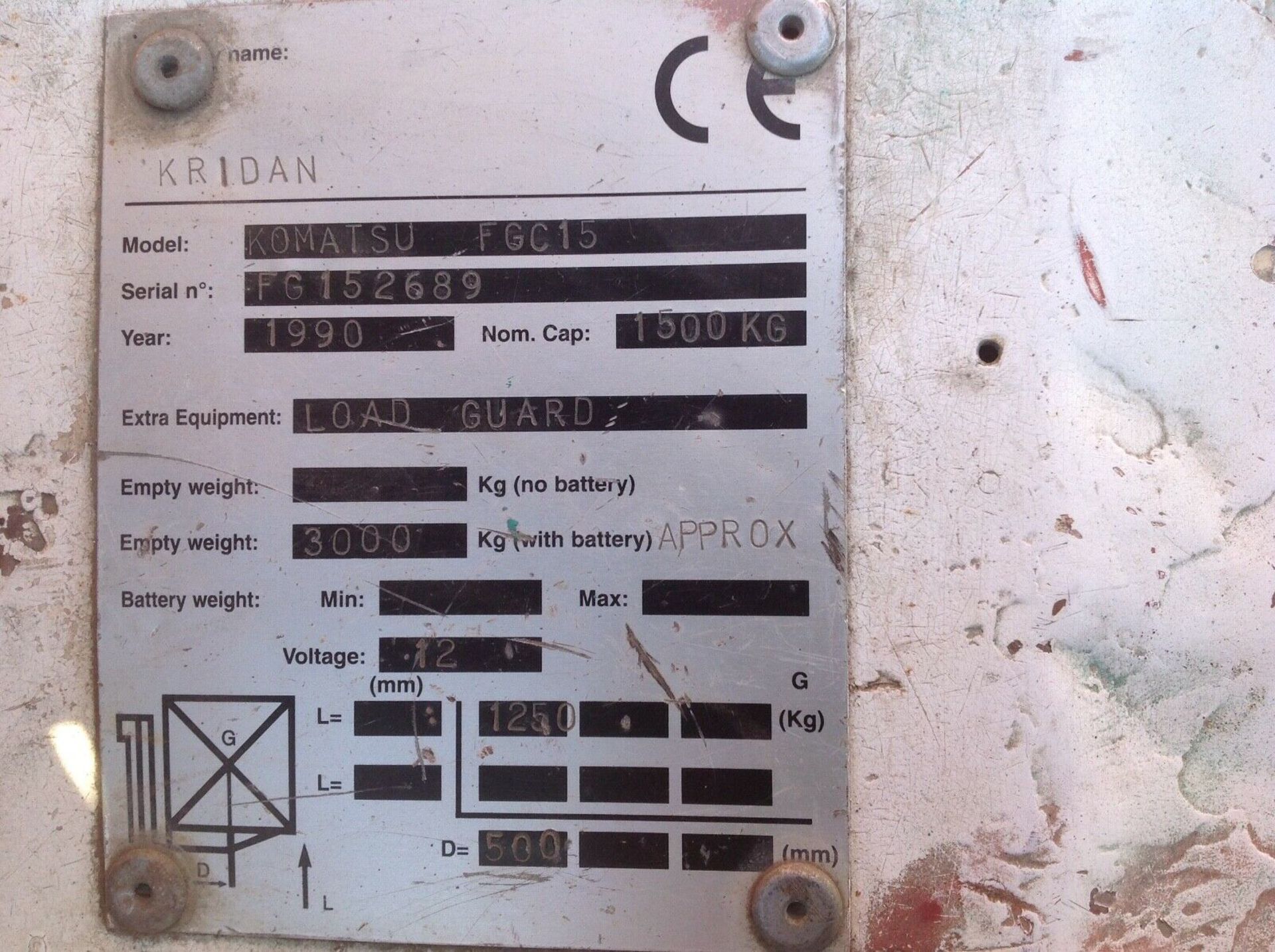 Komatsu 1.5 ton gas forklift - Image 3 of 5