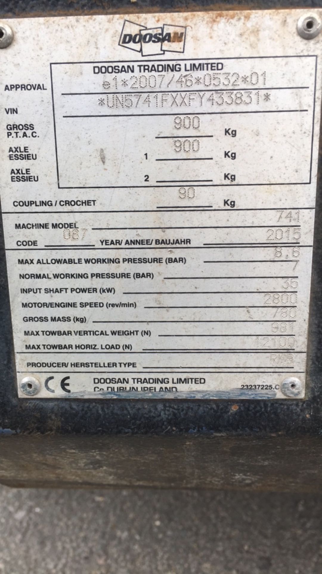 Doosan 7/41 compressor - Image 2 of 6