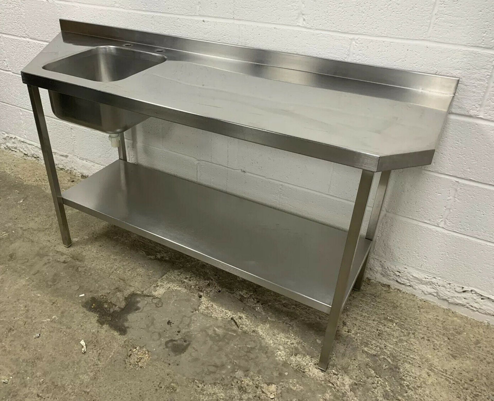 Stainless steel single bowl sink & preparation table - Image 5 of 6