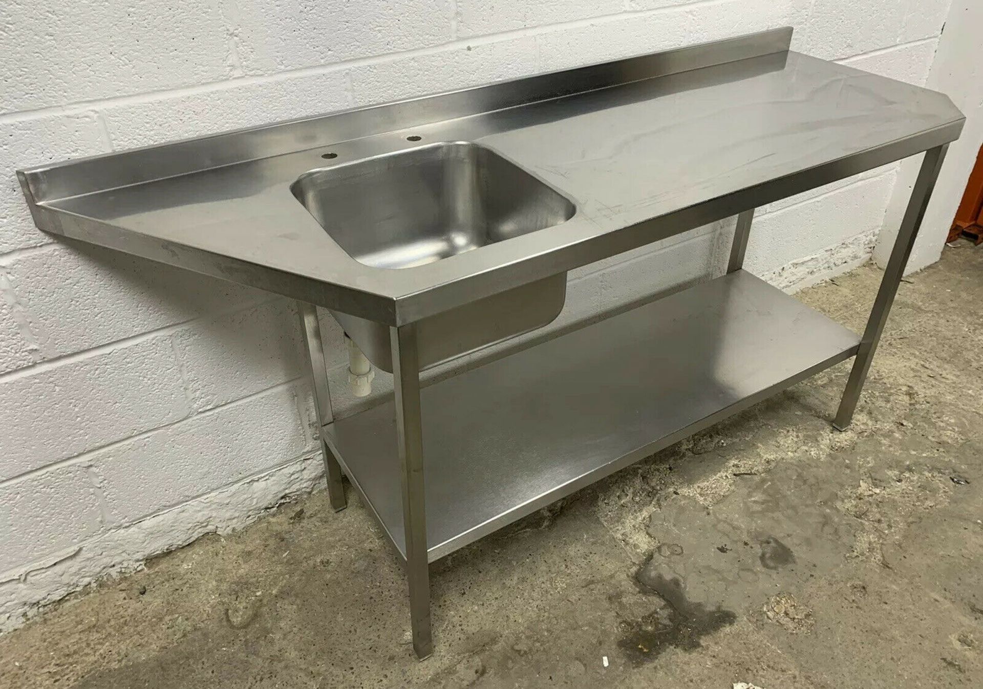 Stainless steel single bowl sink & preparation table - Image 4 of 6