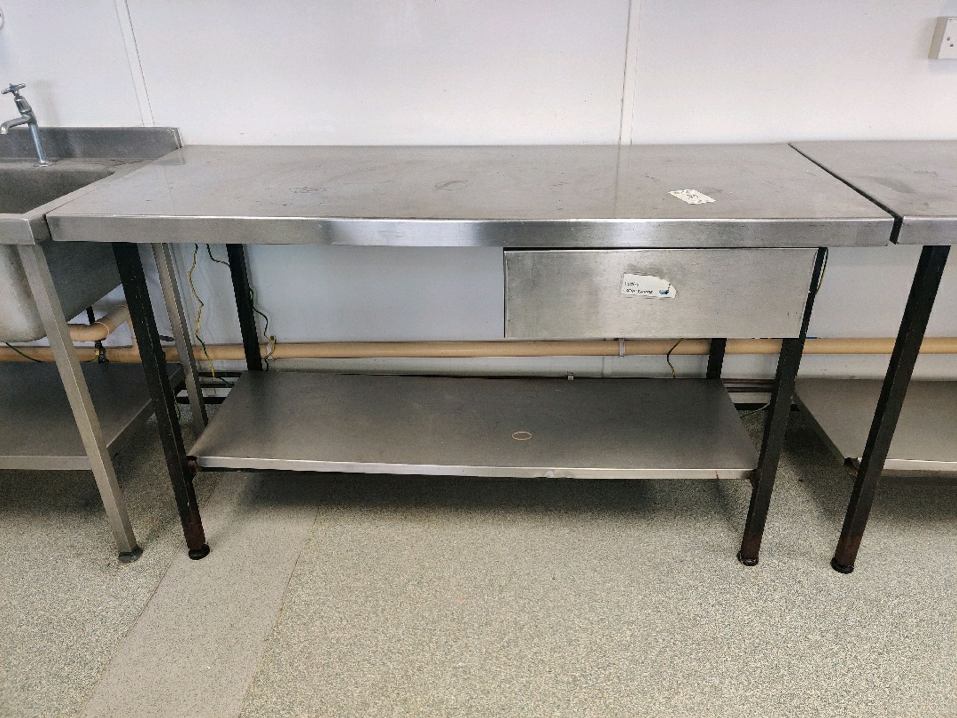 stainless steel prep station with drawer
