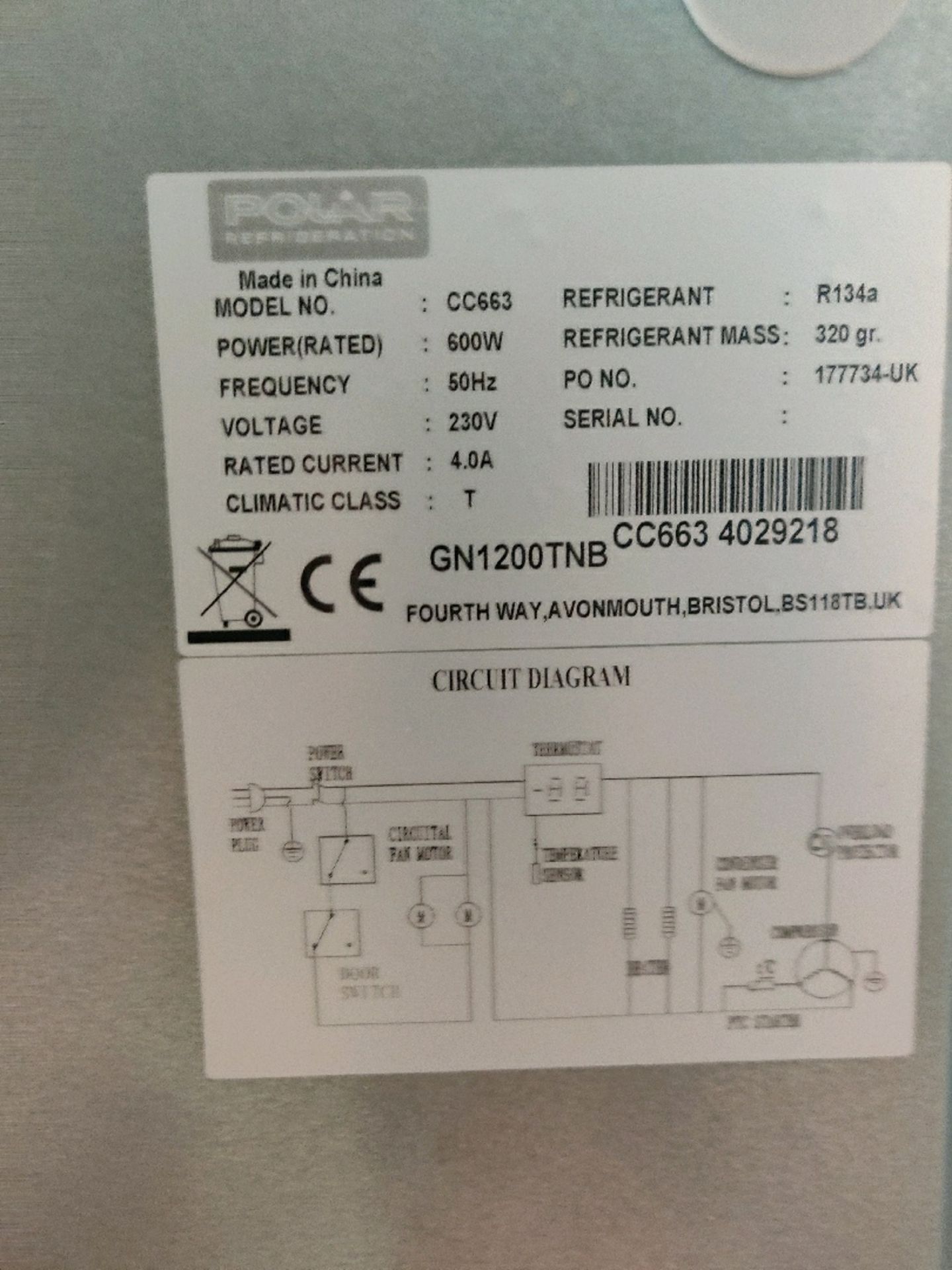 Polar refrigeration double door fridge - Image 3 of 5