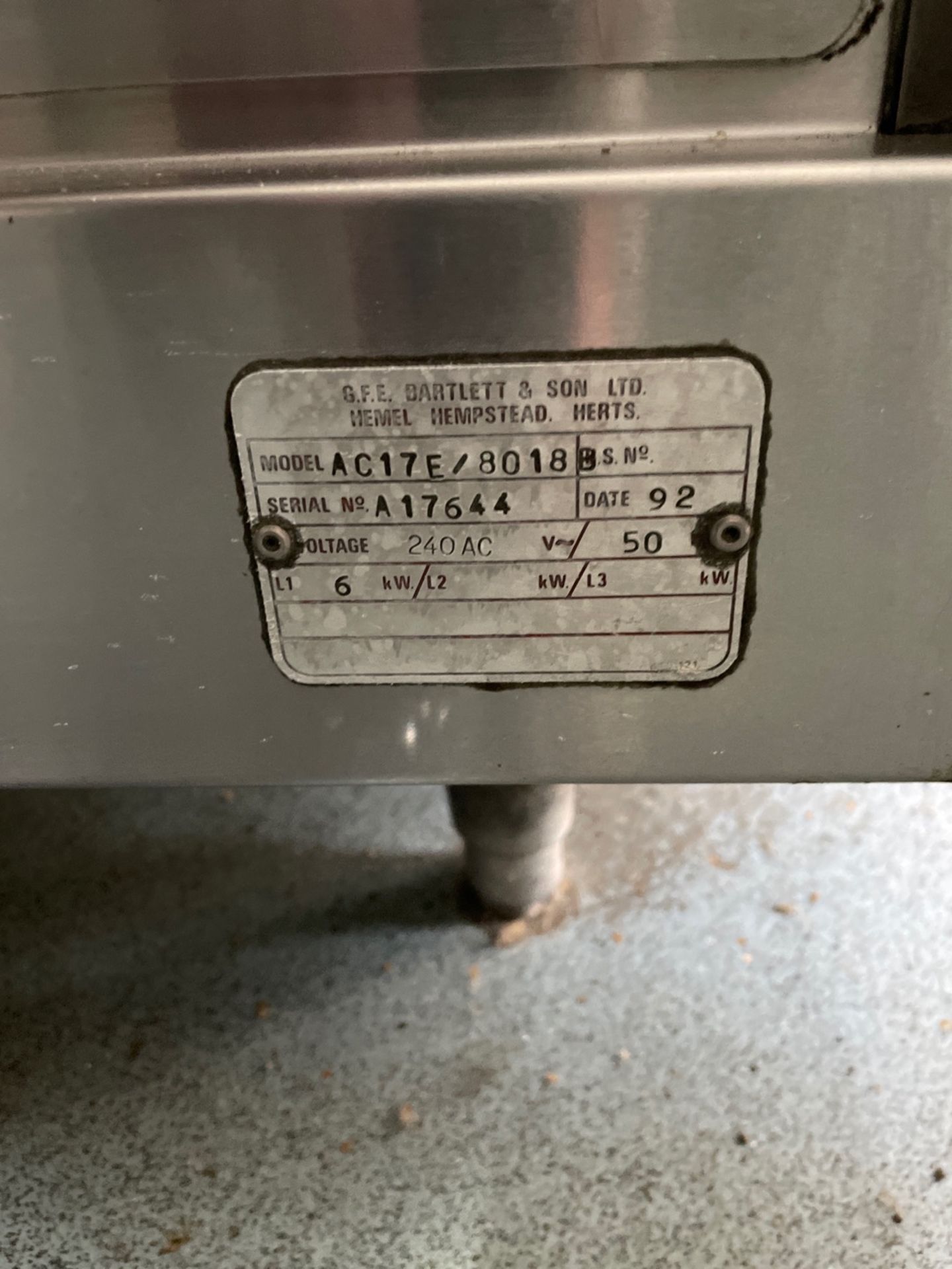 Bartlett AC17E/8018B Plate Warming Cabinet - Image 2 of 3