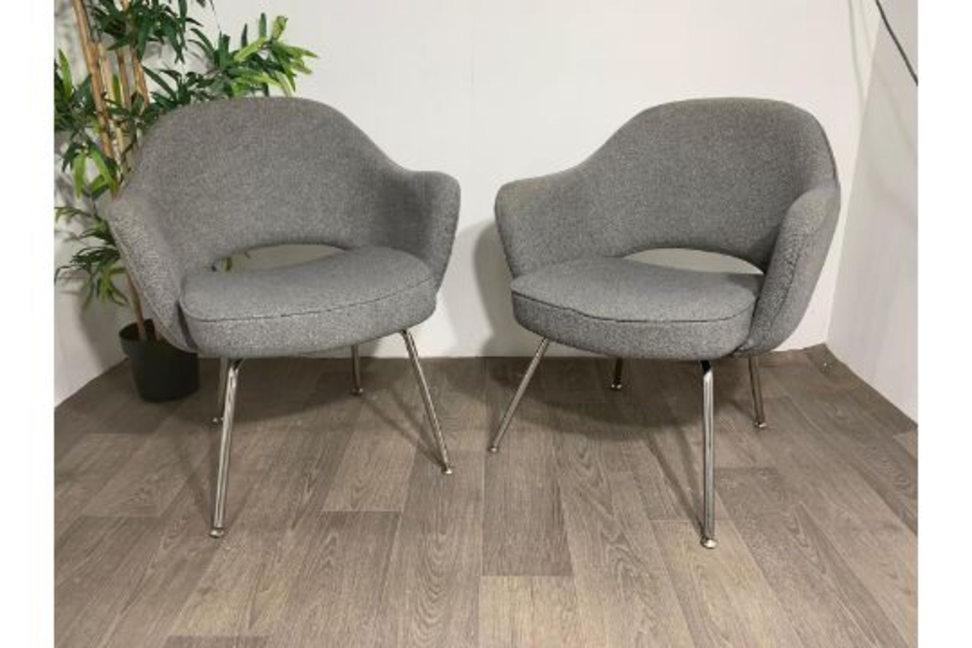 Grey Fabric Commercial Grade Chair with Chrome Leg - Image 3 of 4