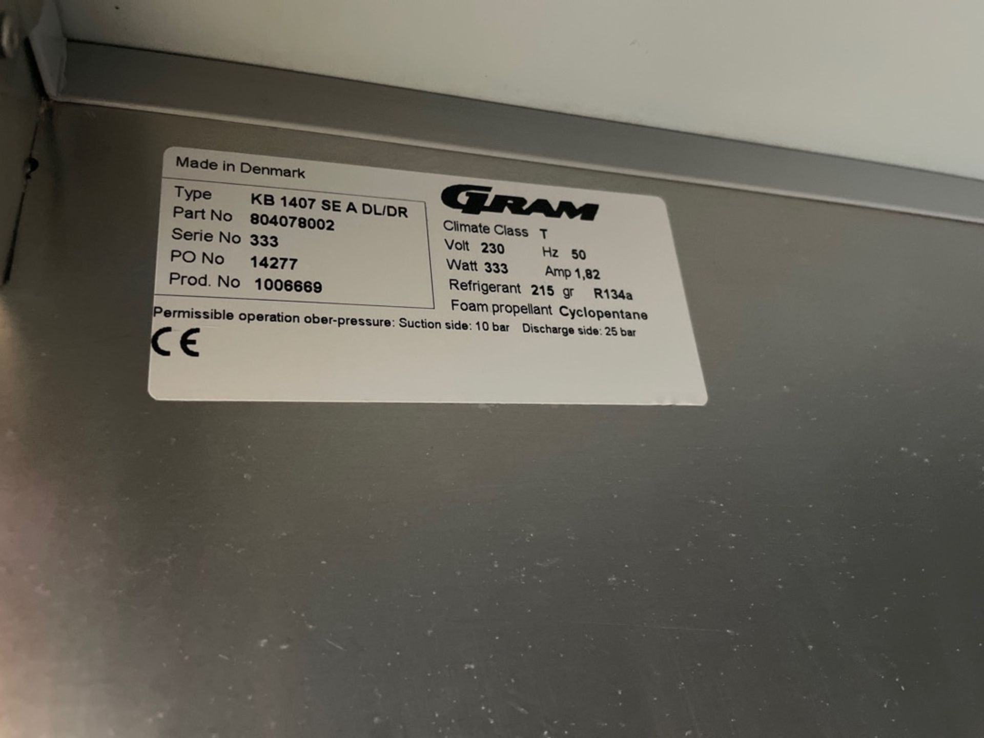 Gram KB 1807 SE B Bench Style Refrigerator - Image 6 of 6