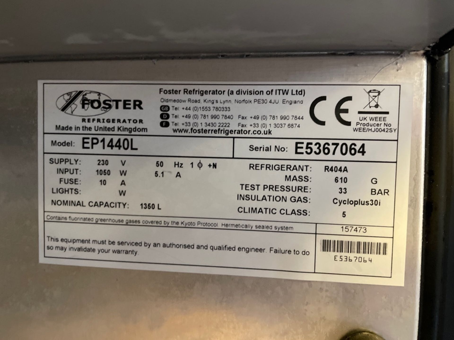 Foster Eco Pro G2 1440l Upright Freezer - Image 3 of 4