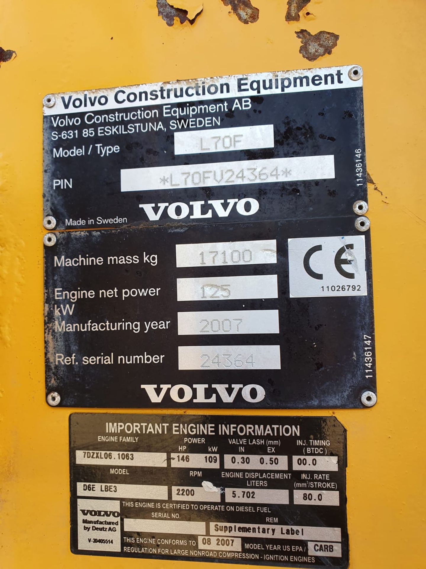 Volvo L70F Loading Shovel 2007 - Image 12 of 12