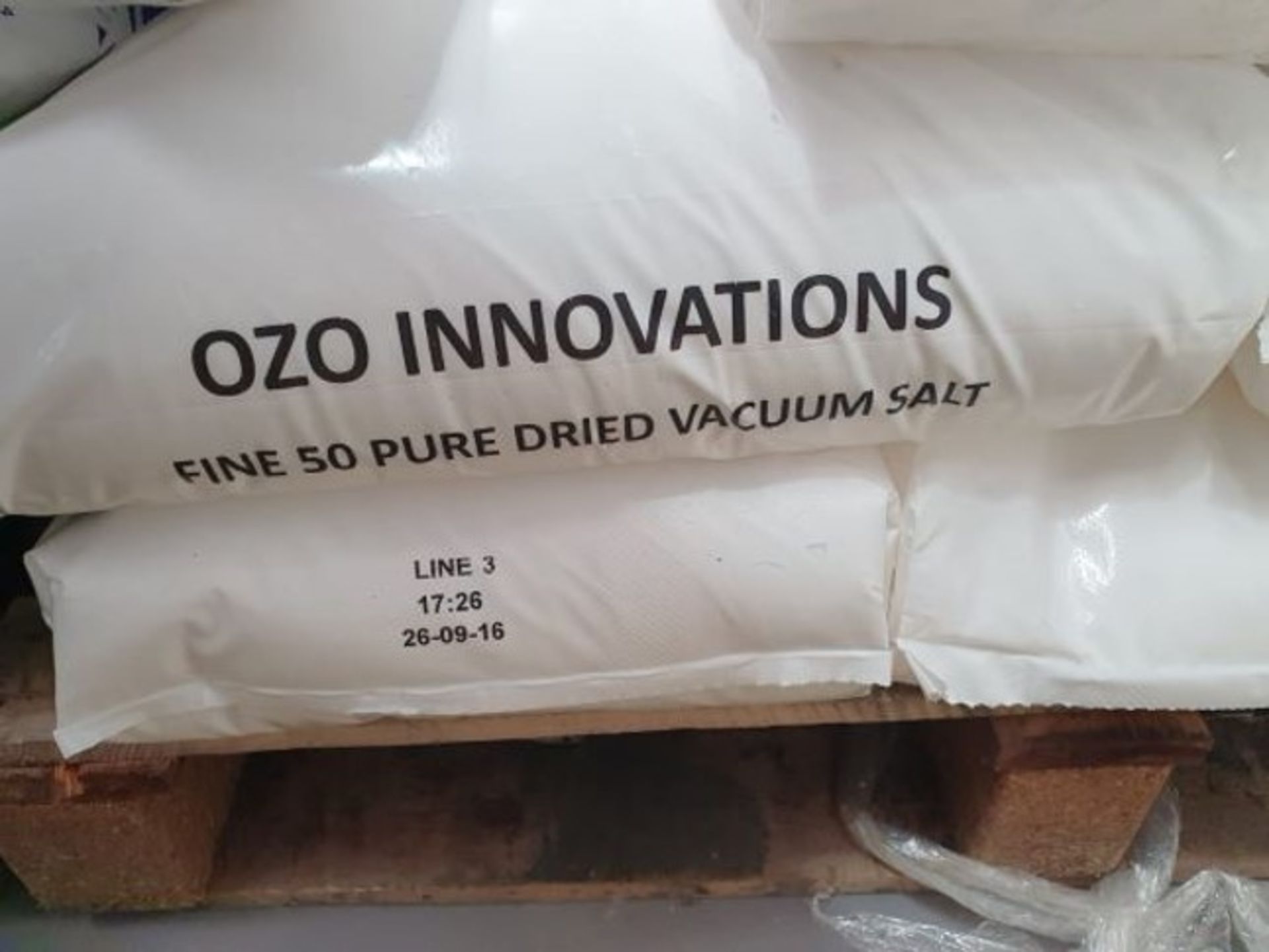 Forty 25 kg plastic bags of Ozo Branded 50 pure dried vacuum salt