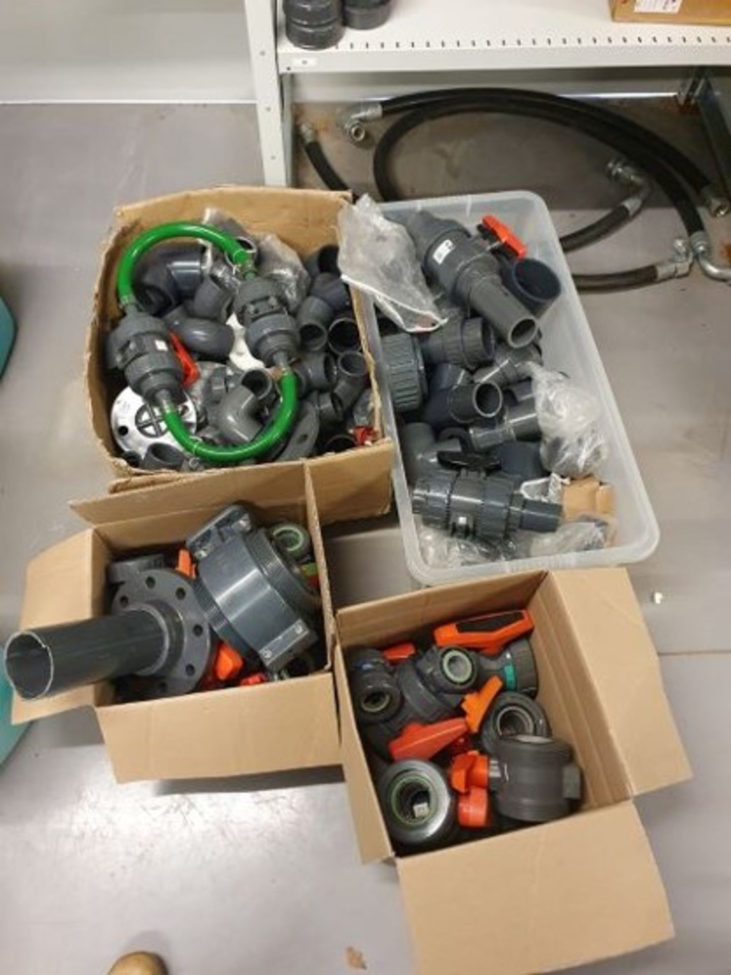 Various PVC pipe fittings and valves