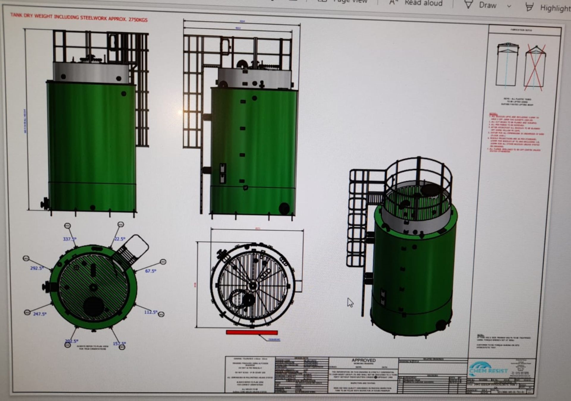 Storage Containers Two 24,000 Litre Storage tanks by Chemresist Ltd - Image 7 of 10