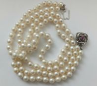 Antique Ruby 14ct Gold Pearl Necklace 1930s