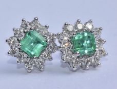 Emerald & Diamond Earrings 14k