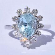 Aquamarine and Diamond Ring