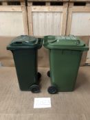 2 green wheely bins