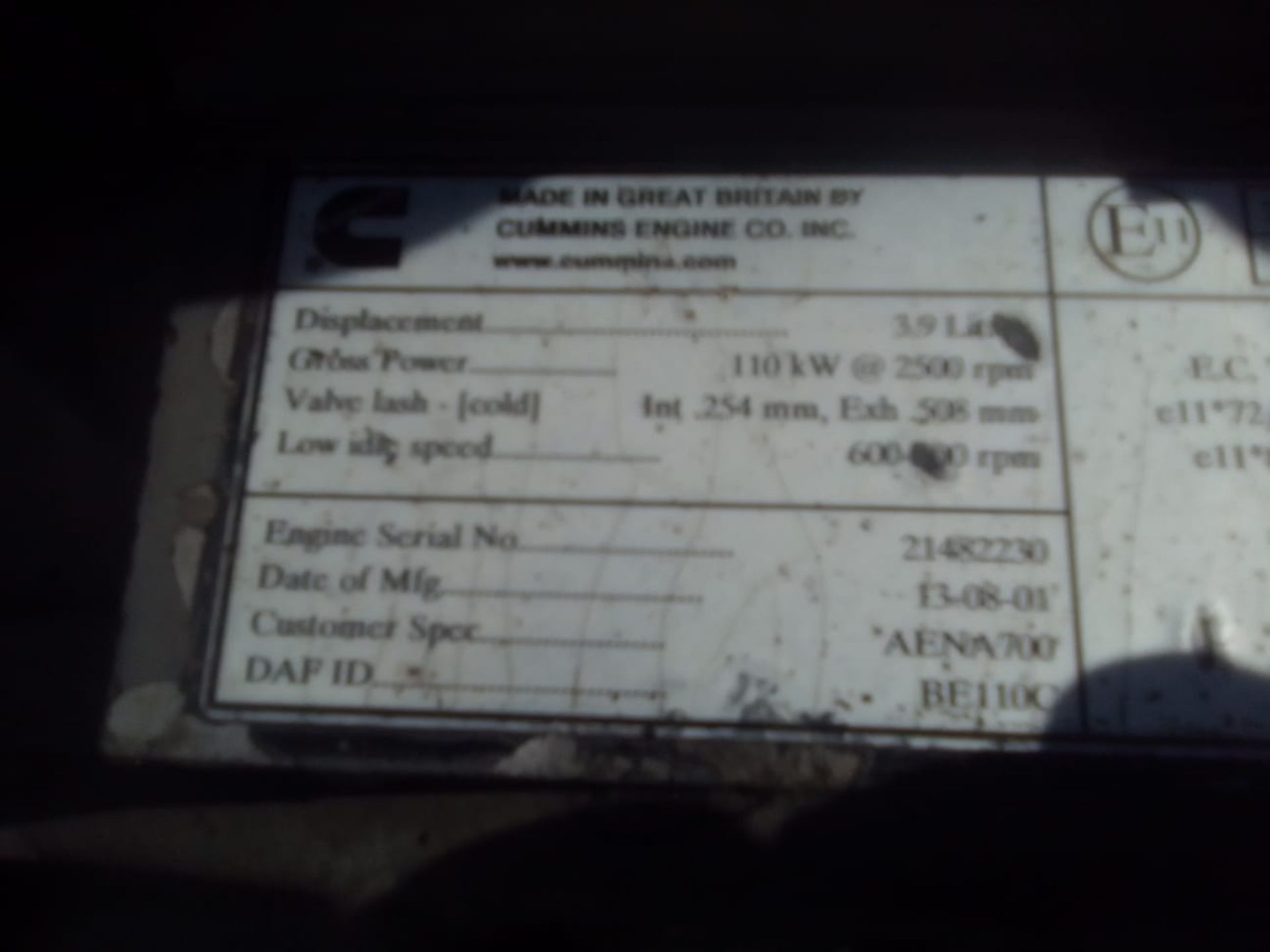 DAF LF150hp 2001 Model Engine Gearbox Complete with ECU, Starter, Alternator etc - Image 5 of 9