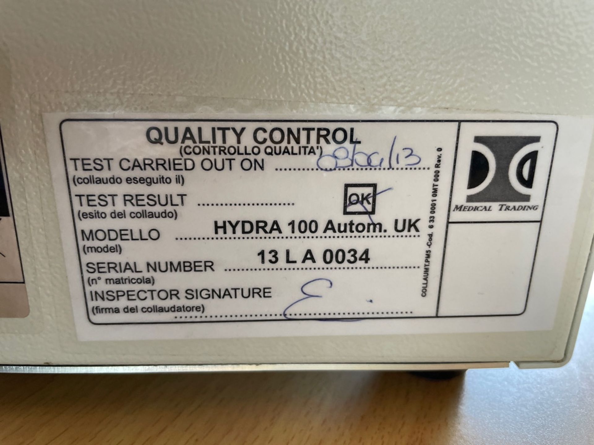 Medical Trading Hydra 100 Automatic Autoclave - Image 4 of 4