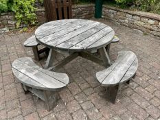 Solid Wood Garden Picnic Table