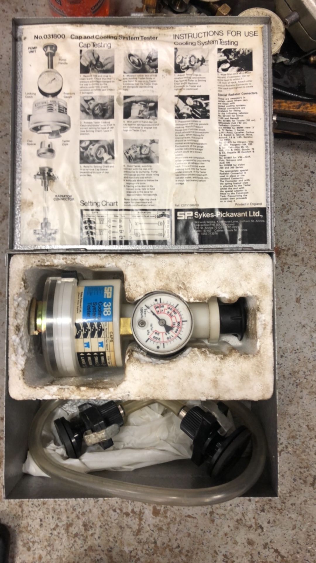 Cooling/cap system test kit