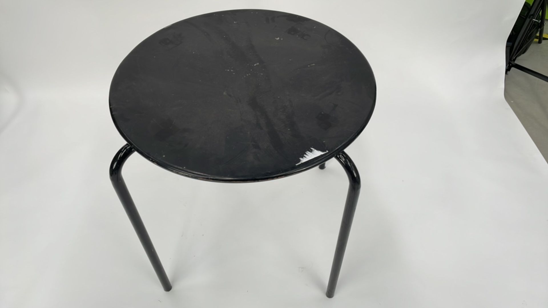 Black round tables steel frames