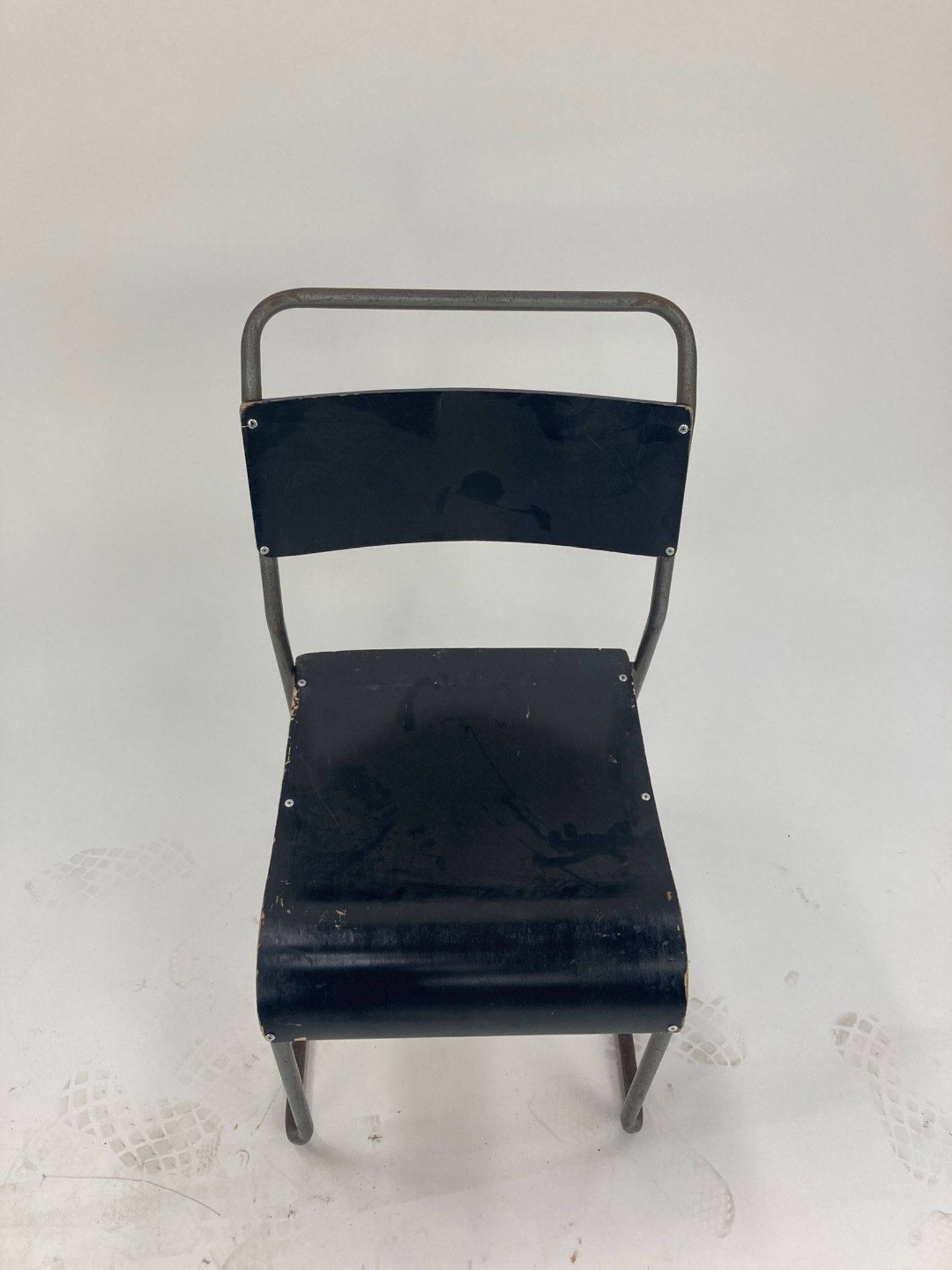 Black wooden chair metal frame