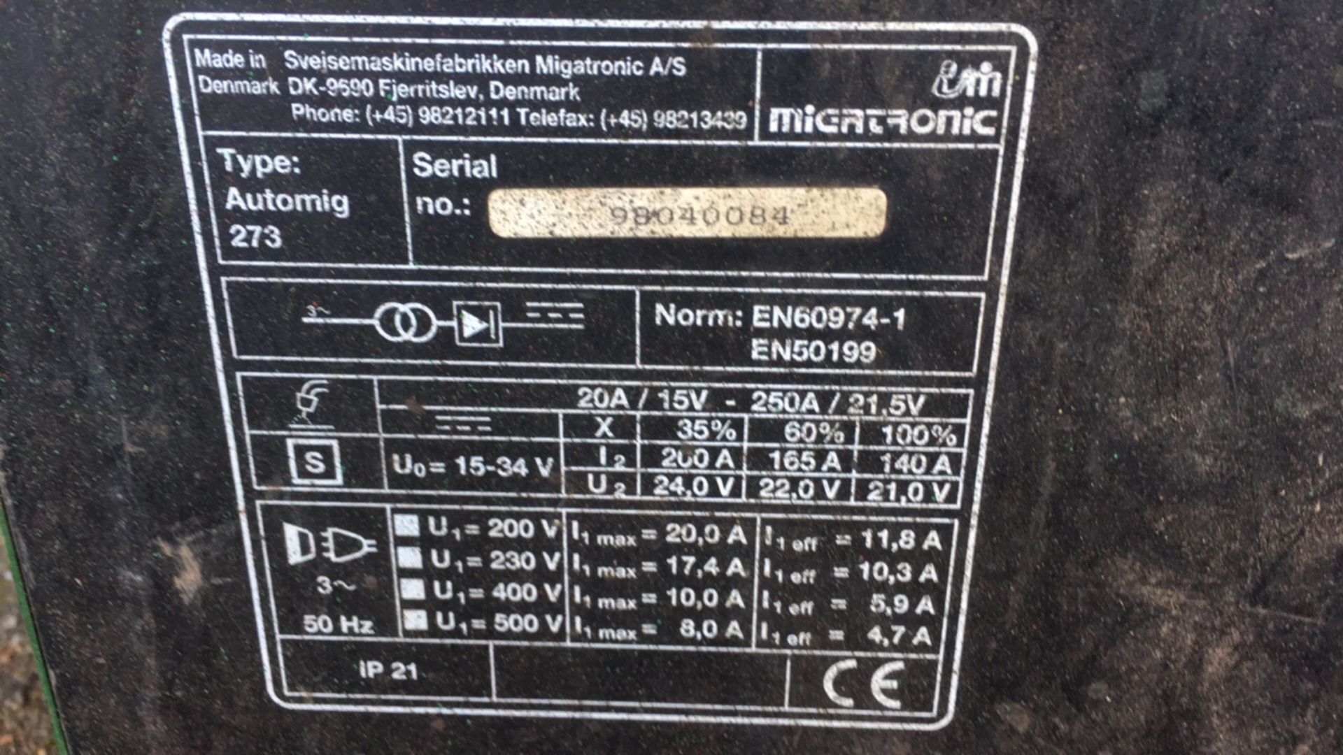 Migatronic Automig 273 (L#WT1649 & N1192101) - Image 4 of 7