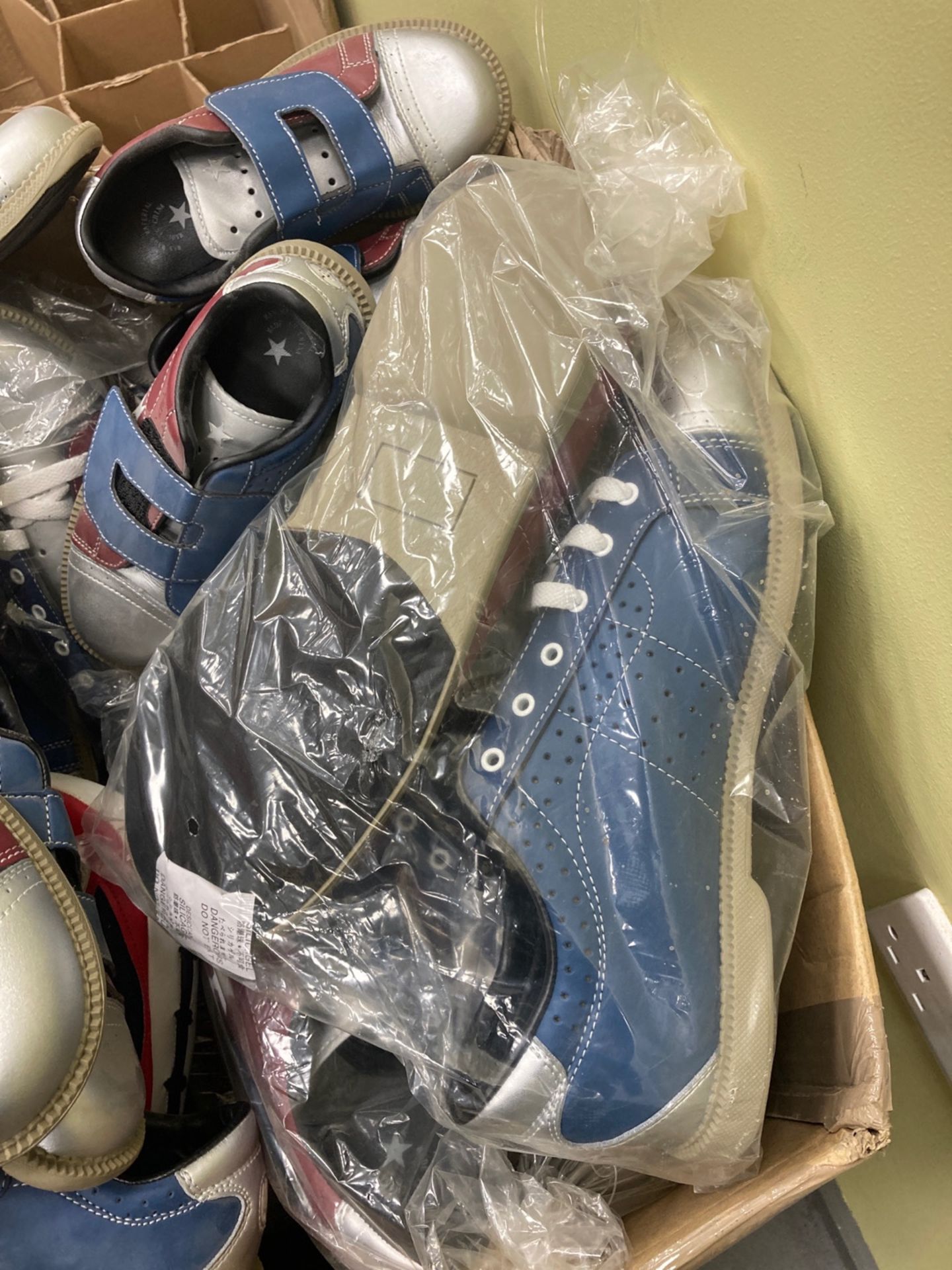 Large box of Bowling alley shoes boxing gloves and - Image 2 of 5