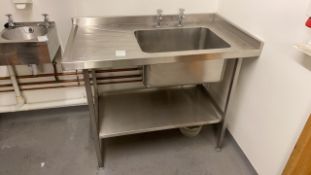 Stainless steel sink and storage area