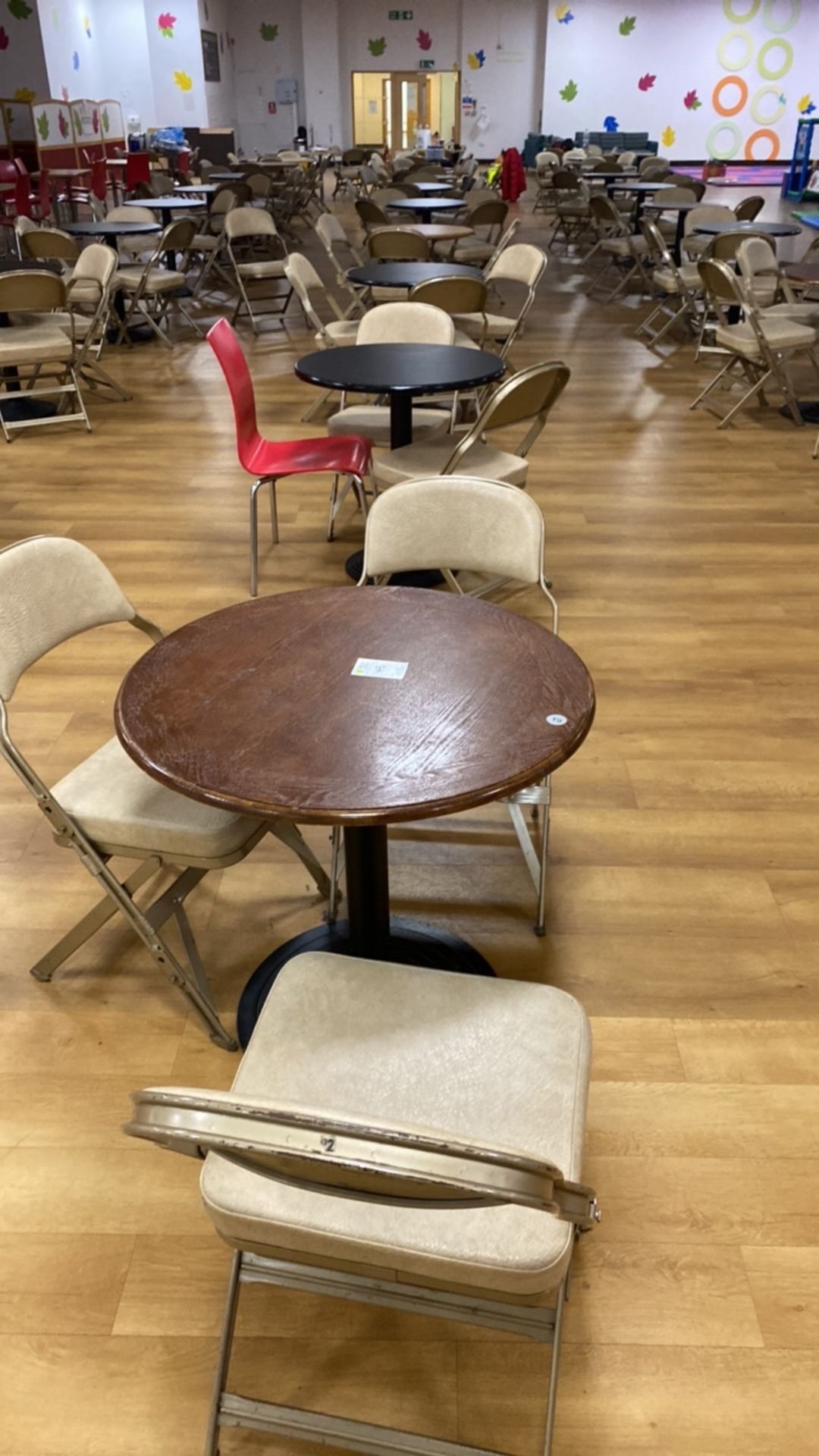 Entire row of tables and chairs