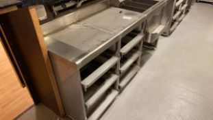 Large stainless steel preparation station with sin