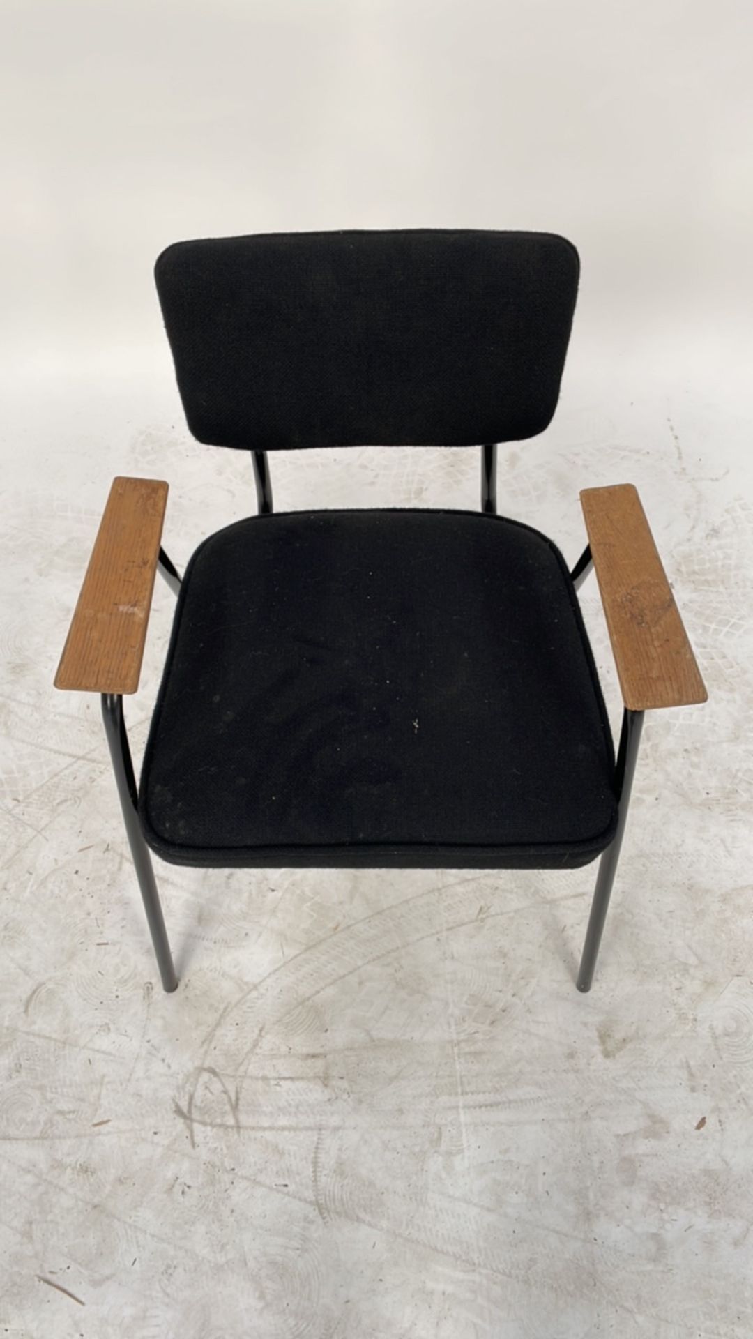 Black Commercial Grade Chair with wooden armrest - Image 2 of 2