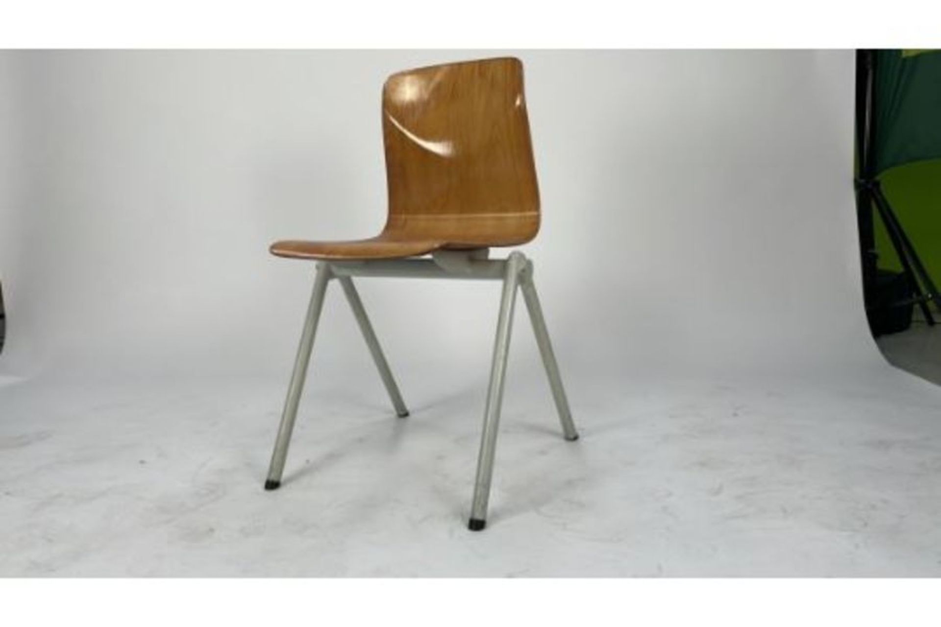 Mid Century Wooden Chair with Steel Legs - Image 3 of 3