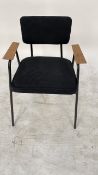 Black Commercial Grade Chair with wooden armrest